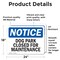 Signmission Dog Park Closed For Maintenance OSHA Notice Sign, Vinyl Decal, 24in W x 18in L, 2PK OS-2PACK-NS-D-1824-L-11430 - alternate 3